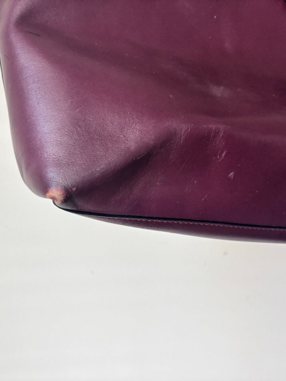Coach Central Tote 78218 Deep Plum Leather Chain Accent Shoulder Bag AS IS READ - Picture 7 of 16